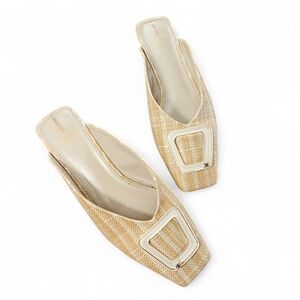 Sam Edelman Lin Buckle Tan & Cream Woven Slides
